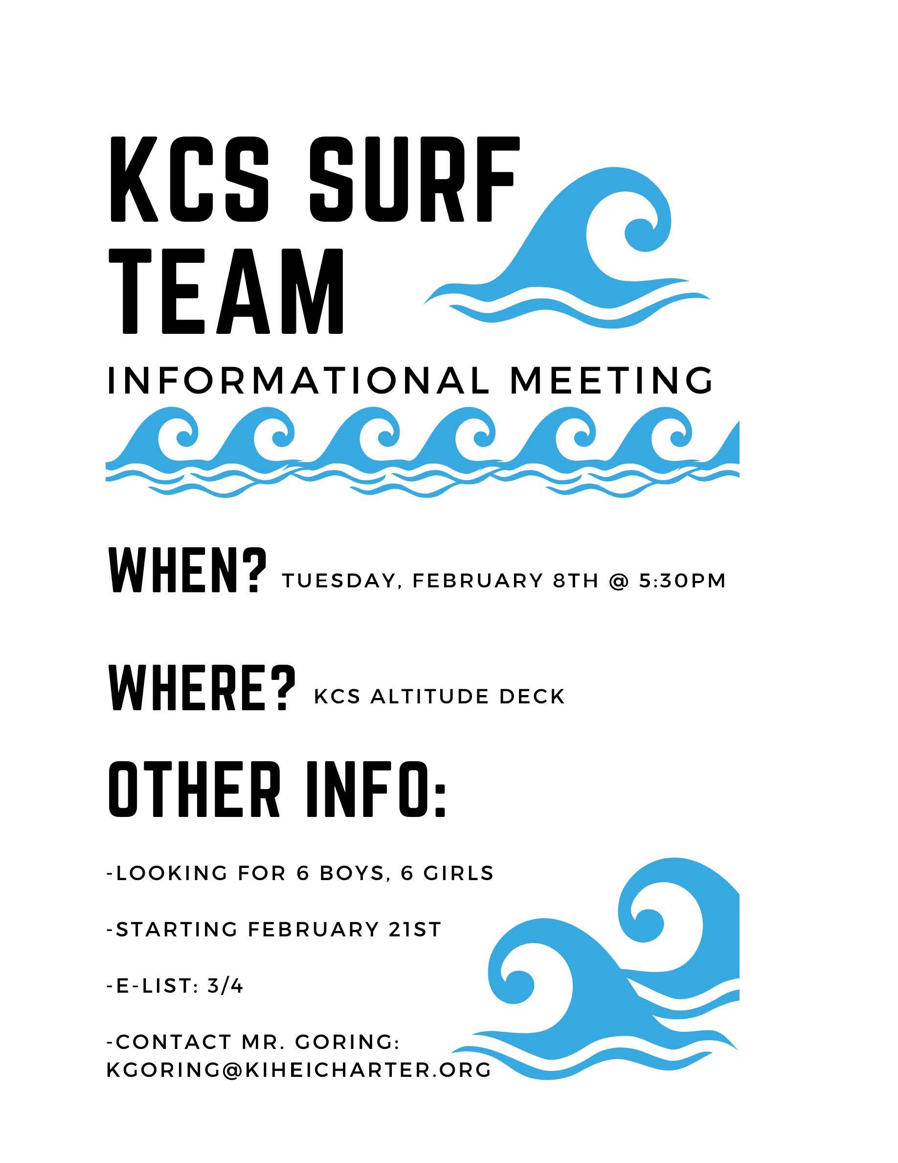 KCS Surf Team Flyer